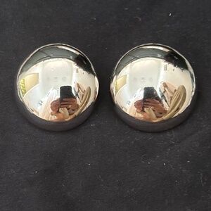 Vintage YSL Sterling Silver Dome Earrings Classic Modern Chic